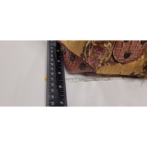 Mary Frances Embellished Large Beaded Handbag- Gold Brown Red Holiday RARE - Picture 3 of 8